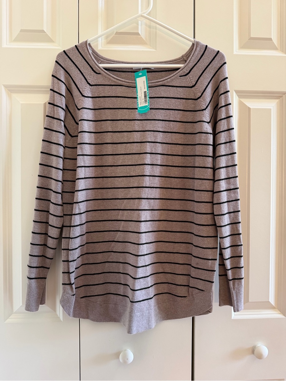Pink Clover Valencia Curved Hem Pullover Taupe Crewneck Sweater - Size XL NWT